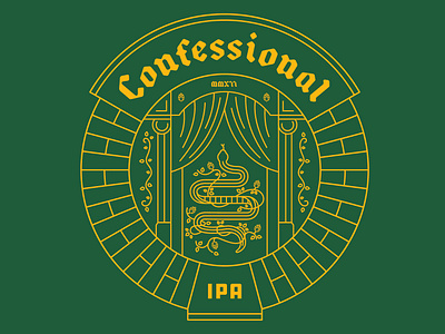 St. Joseph Brewery Confessional IPA beer brand design branding branding concept coaster concept identity identity branding illustration ipa logo design serpent snake vector