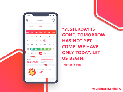 Calendar UI calender ui quote ux weather