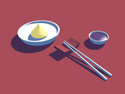 Dinna Time 3d banh bao bao chopsticks cinema 4d soy sauce