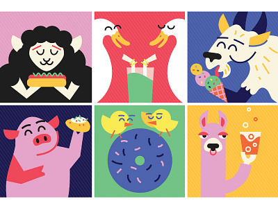 Farm Animal Party design donut duck farm animal food goat graphic design ie cream illustration kombucha llama sheep