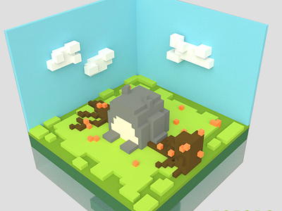 Totoro 3D Modeling 3d magicavoxel