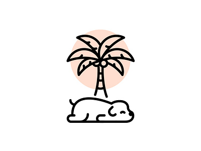 Island pup dog illustration line logo puppy