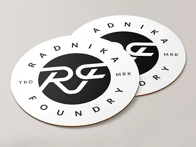 Radnika Foundry Coasters black brand branding circle coaster coasters concept context contextual design flat flat design identity logo logo design logotype mark mock up script typography