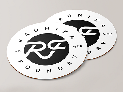 Radnika Foundry Coasters black brand branding circle coaster coasters concept context contextual design flat flat design identity logo logo design logotype mark mock up script typography