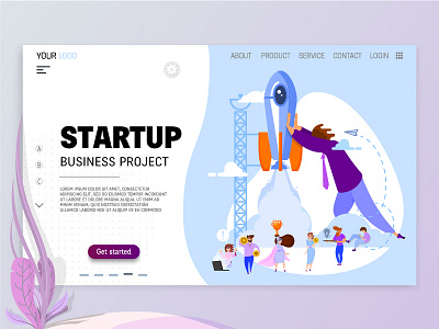 Startup character flatdesign illustrator landing page start up uidesign vector art website