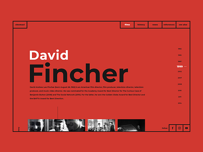 Cinemaci david design director films fincher inspiration landing page minimal minimalistic movies orange red retro ui ux vintage web web application web desgin webpage design