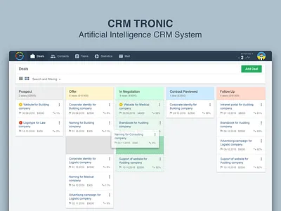 CRM Tronic Deals Page crm design product design ui dashboard uidesign ux ui ux ui design web design webdesign