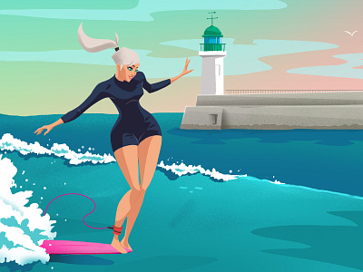 Surf character design draw edition flat design graphic design illustration