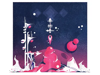 Neon Launch cityscape design futurism illustration minimalist retro texture vector