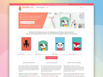 Poster Onlineshop Frontpage design flat frontpage kids online shop onlineshop poster art responsive website woocommerce wordpress