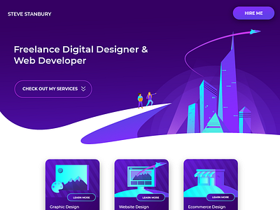 Purple City Portfolio Site (UI Design) city cityscape design dribbble future graphic design illustration illustrator purple uidesign uidesigner ux ux ui design vector webdesign whitespace