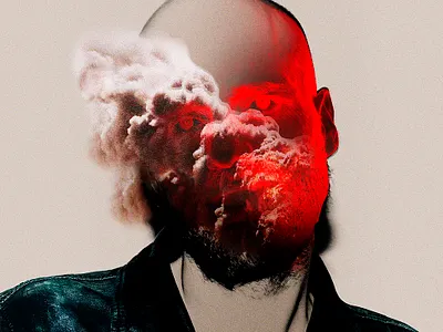 "People no one will ever miss" detail of poster art digital digital art disaster face graphic design graphic art illustration portrait poster poster art red smoke