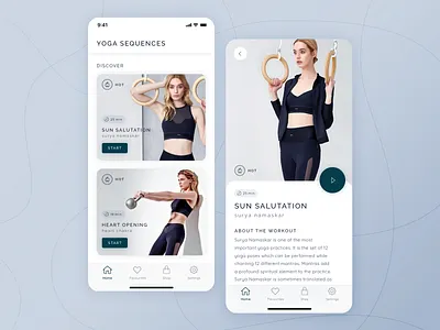 Yoga iOS App app apple application asana design interface ios iphone light mobile pastel training typography ui ux workout