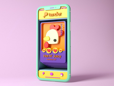 🍗 Cute TENDER Sh*t🍗 3d app c4d chicken colors illustration iphone tinder