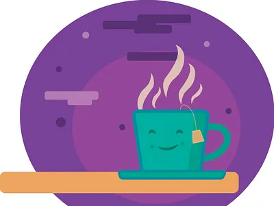 Evening Tea Cup adobe illustrator design flat flat design green cup green mug illustration illustrator mug purple steam tea tea cup tea logo tea mug vector art
