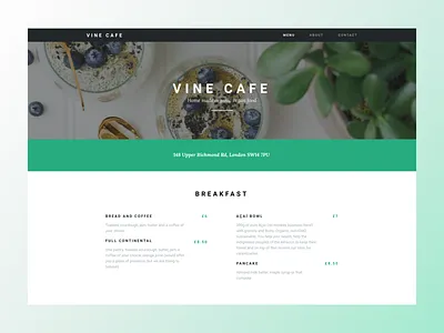 Vegan Cafe Website Landing Page cafe figma landing page uidesign uipractice vegan website
