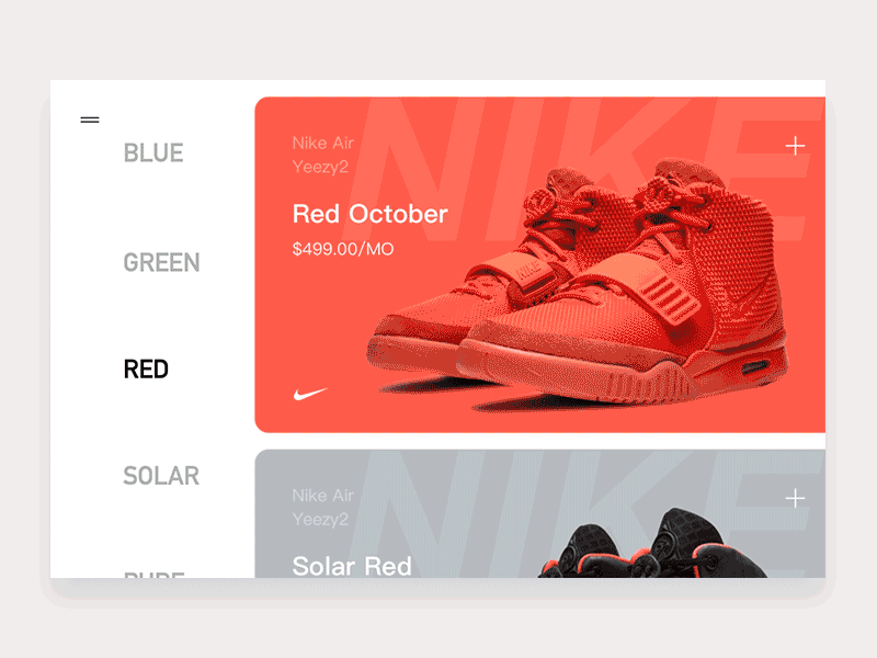 Nike Air Red October design interactive effect nike air nike air yeezy2 red shoes ui web webdesign website