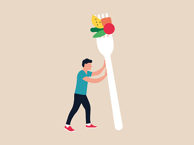 Self Service boy design flat flatillustration food fork illustration ipadpro minimal restaurant self service