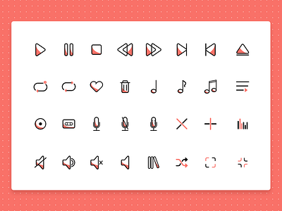 Media Player Icons clean icon icondesign illustrator