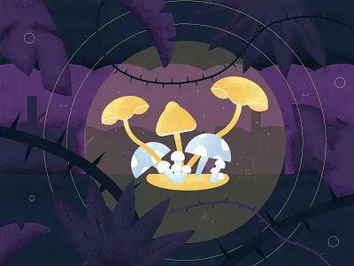 Beating Mental Health - Illustration article article design colour grain illustration mental health mushroom nature purple texture yellow
