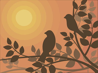 Sunset Birds 2d art adobe illustrator birds evening flat design illustration silhouette sun sunset vector art