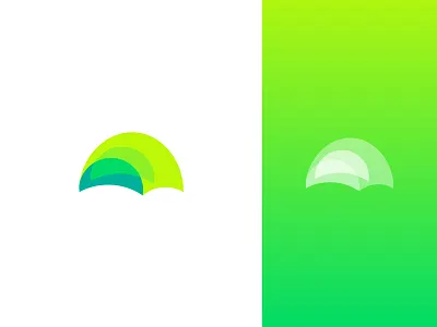 Airbrella 2 air umbrella rain branding and identity dynamic effect geometric art green gradient healthy living green shades logo design logo designer logomark minimalist flat modern overlay overlap