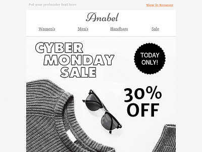 Anabel Shop Email Template animation branding branding design design dribbble dribbble best shot email template illustration landing page landing page design logo photoshop shop email template travel blog typography vector web deisgn website design wordpress wordpress design