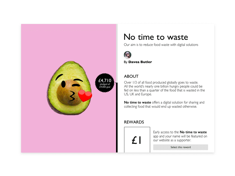 Crowdfunding Campaign #dailyui 032 032 above the fold crowdfunding dailyui food waste ui