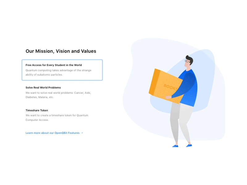 OpenQbit – Character Illustration animation illustration landing page ui user experience user interface ux vector web design
