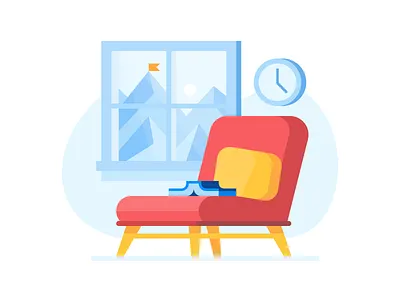 Credit Karma: Sit tight book chair credit credit card finance illustration landscape reading ui waiting