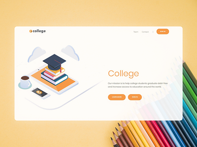 College landing page design landing page web