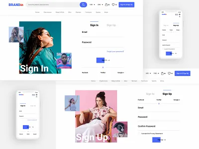 Sign In and Sign Up account create new ecommerce interface design registration responsive design sign in sign up trending uidesign
