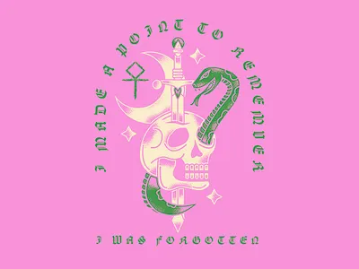 RVNT snak merch ank ankh band merch english green merch merchandise design off white pale pink skull snake stars sword tattoo traditional traditional tattoo