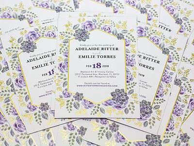 Wedding Invitations Detail digital painting floral gold foil invitation invite painting pgotoshop watercolor watercolor flowers wedding wedding invitations