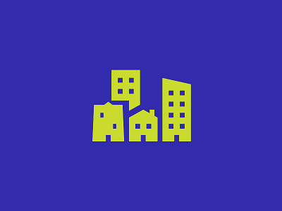 Buildings Logo 2 color 2 colors blue buidlings building green house houses logo logo design logo design branding minimal purple shapes simple simple shapes