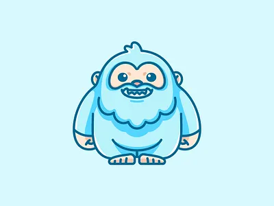 Yeti adorable lovely app apps application brand branding character mascot child children cute fun funny flat cartoon comic game gaming geometry geometric happy smile ice snow light blue logo identity mythical creature snowman ape symbol icon symmetry standing yeti big foot