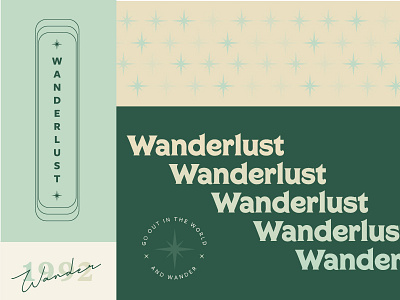 Wander. emerald lockup mid century mid century modern pattern retro seafoam star system type typography wonder wonderlust