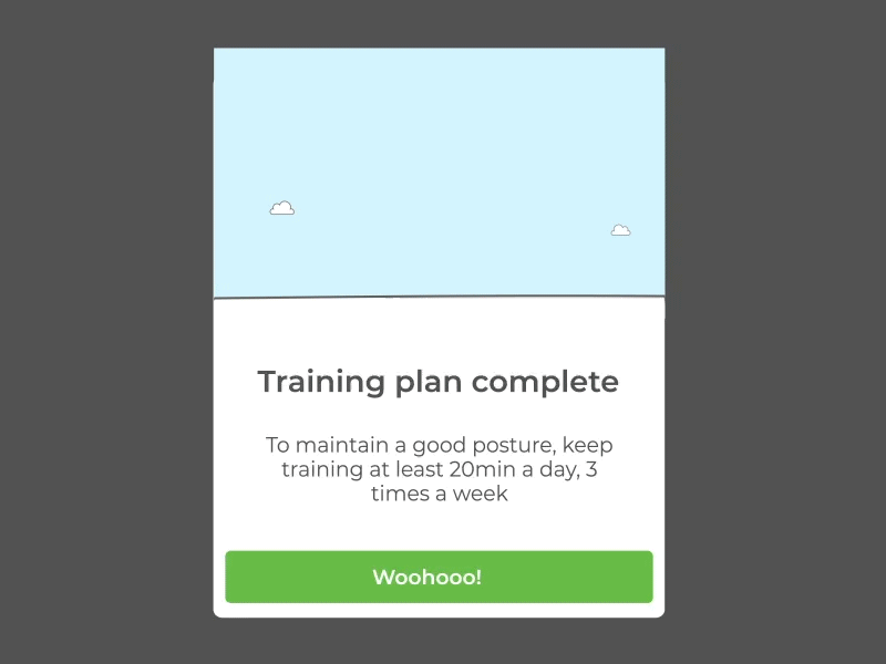 Training Plan Complete animation app design illustration popup ui uidesign upright upright go ux