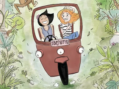 Into the Jungle art cambodia character design illustration photoshop rick landon design rickshaw siem reap temples travel