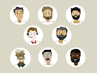 Faces faces flat design illustration men people