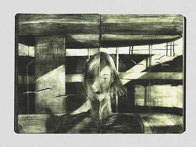 Sketchbook #0003 architecture atmosphere brutalism brutalist drawing girl illustration light sketch sketchbook station