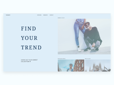 Trendzy | Morning UI blue clean contemporary fashion minimal modern morningui simple trendy typography ui uidesign web design ecommerce web site web site design webflow