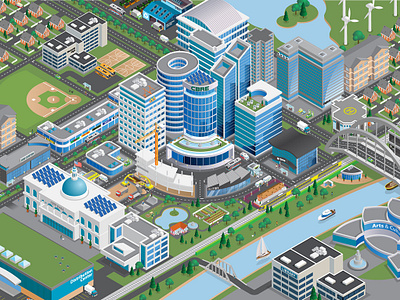 CBRE Isometric map design isometric vector