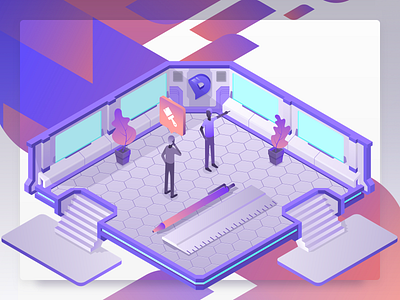 Dixa Design Center 2d customer service design illustration illustrator isometric marketing sort of flat art vector