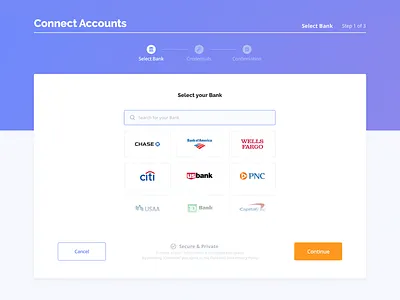 Accounting Platform of the Future accounting bank color pallete gradient interaction stepbystep wizard