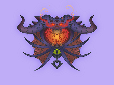 Warlock Crest blizzard crest demon icon illustration line art stroke vector warlock world of warcraft wow