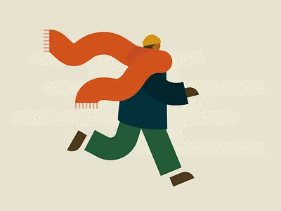 Winter scramble character character design flat geometric illustration illustrator person run scarf vector winter