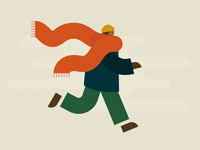 Winter scramble character character design flat geometric illustration illustrator person run scarf vector winter