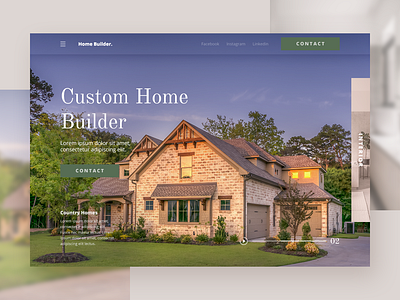 Custom Home Builder Landing Page branding concept design homepage identity interaction design landing page layout minimal typography ui ui deisgn ux web website website concept