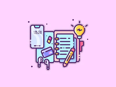 Study airpod design icon idea illustration iphone notebook notebooks outline pink study tech vector